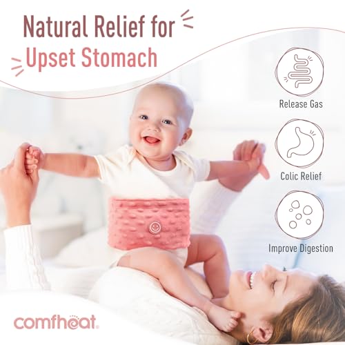 Colic and Gas Relief for Newborns and Infants, Heated Tummy Wrap | Baby Swaddling Belt with Soothing Warmth, Natural Relief for Upset Stomach in Babies Toddlers, 0-3 Years (Watermelon Red) - color: Watermelon Red