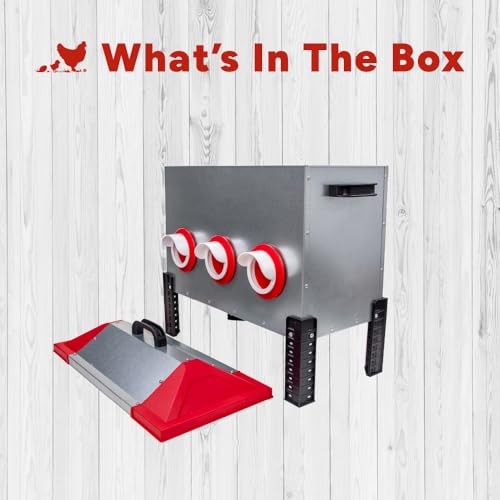RentACoop 65 lb Large Capacity Chicken Feeder with 6 Ports, Adjustable Legs - size: 65 LB