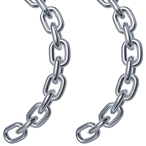 2 Pcs 5/32 x 23 Inch Link Chain 304 Stainless Steel Coil Chain, 4mm | for Transport Tie Down Binder Chain Pulling Towing Hanging, Home, Camping, Pet Towing