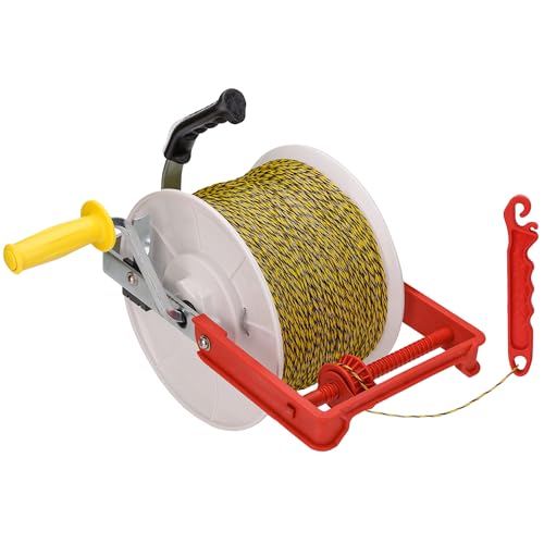 3:1 Geared Electric Fencing Reel, Electric Fence Wire Reel, with Auxiliary Winding Handle, Suitable for Building Farm Fences - size: 0 ft x 1 standard reel x 1 guide