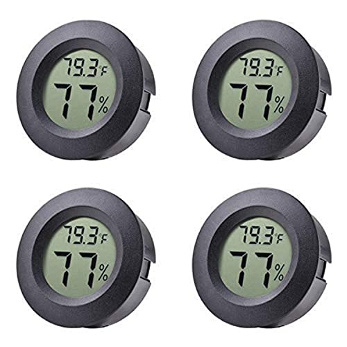 4-pack Mini Hygrometer Thermometer Fahrenheit Indoor Room Round Humidity Temperature Gauge for 3D Printer Home Jars Reptile Incubator Guitar Case | 3D Printer Humidity Temperature Gauge for Jars Reptile Incubator Guitar Case
