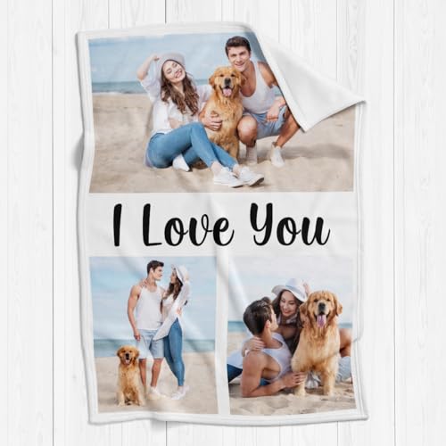 inkArts Personalized Photo Blankets, Customized Blankets with Pictures, Fleece Throw Blanket, 30x40 inches, Lightweight, Durable, Machine Wash, Unisex, Christmas Theme - color: 3 Photos