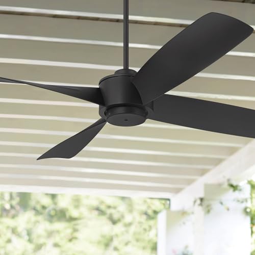 Casa Vieja 56" Grand Milano Black Outdoor Ceiling Fan with 24" Downrod | Modern Industrial Style Remote Control Damp Rated for Patio Exterior House Home Porch Gazebo Garage Barn - size: Includes 24" Rod