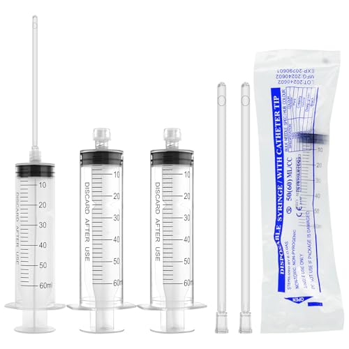 30 Pack 60ml Luer Lock Syringe - Syringes for Liquid with Soft Tube | Individually Pcakaged，Scientific Labs and Measuring, Refilling Inks - style: 60ml - 4.0mm Tube