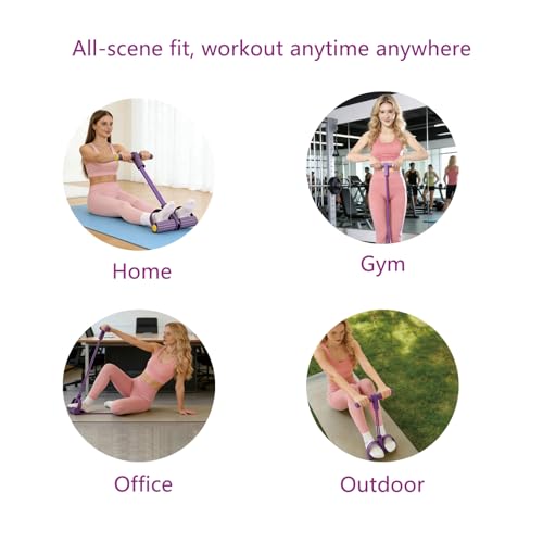 Pedal Resistance Band with Handles, 8-Tube Foot Exercise Band for Home Workout, Full Body Fitness Pull Rope for Abs, Arms, Legs, Non-Slip Foam Grips(2 Pack)