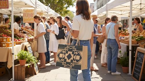 KAF Home Jute Market Tote Bag with Handles (Pendelton) - color: Pendelton
