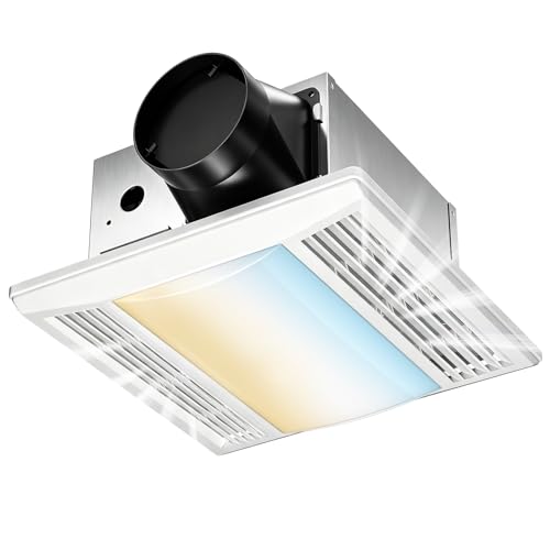 Amico Bathroom Exhaust Fan with LED Light, 110 CFM, 1.0 Sones, 5CCT, 90 CRI | 1000LM, Ceiling Mount Shower Ventilation Fan, No Attic Access Needed, 4 Inch Duct, 9.4'' x 9.4'' Ceiling Opening, ETL & FCC - size: 110 CFM