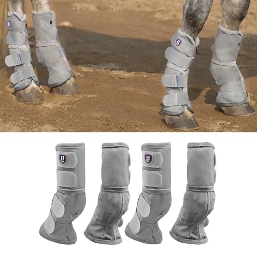Harrison Howard Horse Leg Guard Stomp Reduction Hook and Loop Closures Rubbing Prevention - color: Silver Grey, size: Arab Medium (Pack of 4)