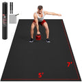 GymCope Extra Large Exercise Mat 10'x6'/9'x6'/8'x6'/7'x5'/6'x4' (8mm) | Thick Workout Mat for Home Gym & Garage Flooring, Shoe-Friendly, High-Density, MMA, HIIT, Weight Lifting, Cardio&Strength - color: 7'x5'x8mm-Black