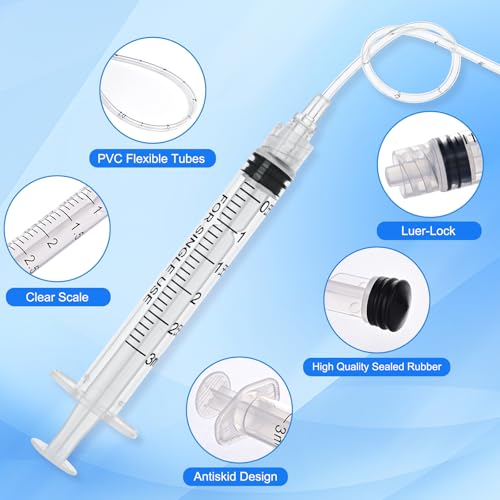 10 Pack 3ml Luer Lock Syringe - Syringes for Liquid with Soft Tube - Individually Pcakaged，Scientific Labs and Measuring, Refilling Inks - style: 3ml - 2.0mm Tube