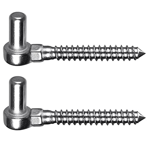Insaga 304 Stainless Steel Gate Hinge, 5/8" Pin Heavy Duty Lag Screw Hinge for Wooden Fence & Farm Gate, One-Piece Molding Post Side Wood Bolt Hinge (2Pcs,M12) - color: M12 Pin Hinge-2Pcs