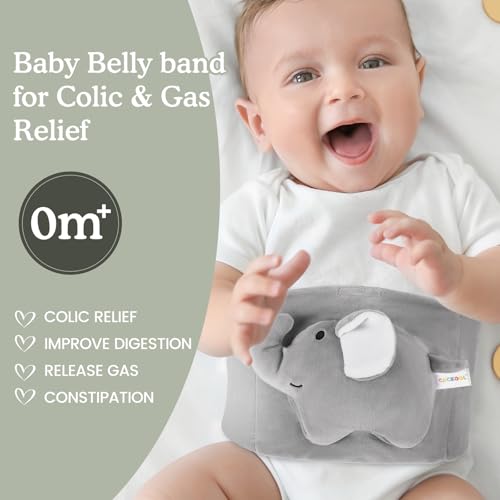 Baby Colic and Gas Relief, Heated Tummy Wrap for Newborns Belly Relief by Soothing Warmth, Baby Heating Pad Swaddling Belt Relief & Soothe Gas, Colic and Upset Stomach for Newborn to Toddler(Elephant) - color: Elephant