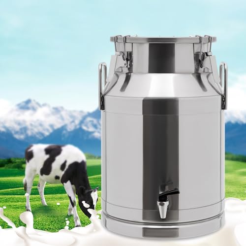 Stainless Steel Milk Can, 30 Liter Seamless Milk Jug Wine Pail Bucket with Spigot 7.93 Gallon Anti-Leak Liquid Storage Container Milk Pail with Sealed Lid Heavy Duty (30L with Spigot) - size: 30L with Spigot