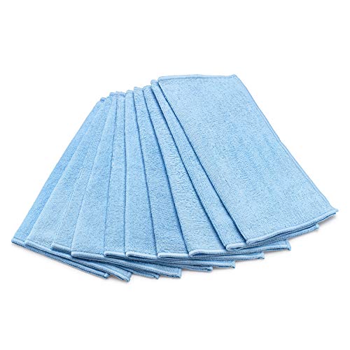 Zflow Microfiber Dish Cleaning Cloth in Blue - Dish Rags Kitchen Cleaning Cloths with Poly Scour Mesh Scrubbing Side - 10 Pack 12"x12"…