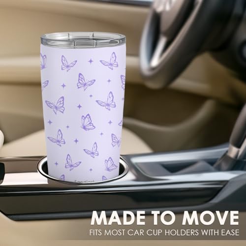 SANDJEST Butterfly Tumbler 20oz, Stainless Steel Travel Cup with Lid, Insulated Coffee Mug, Butterfly Gifts for Women Girls Friends Sisters on Birthday Christmas - color: Butterfly 1