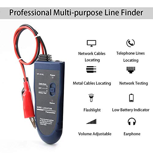 Underground Wire Locator Upgrade, RockyMars Cable Tester with Rechargeable 1100mAh Battery for Invisible Fence for Dogs, Circuit Breaker Finder, Electric Fence Wire Tracer, Wire Break Locator, etc.