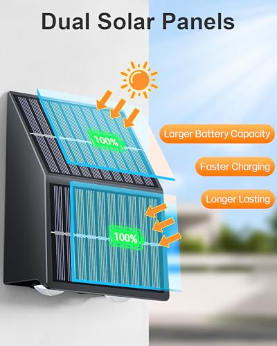 High Brightness Solar Fence Lights Outdoor, Larger Size Solar Lights with Dual Solar Panels, Waterproof Fence Lights Solar Powered for Stair, Step, Yard, Patio, Wall (12 Pack)