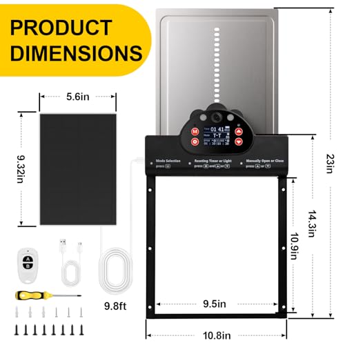 Solar Powered Automatic Chicken Coop Door IP65 with 2K Camera APP Control | App Control, Motion Alarm, 10m Night Vision, 2-Way Audio, IP65 Waterproof, Anti-Pinch Protection, 6-Month Battery