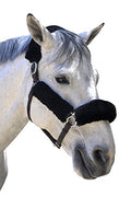 Merino Sheepskin Halter Fleece Set for Horses, 100% Natural Wool, Chafe Protection, Breathable Relief & Cushioned Comfort, Machine Washable, 4-Piece Set, Black - color: Black
