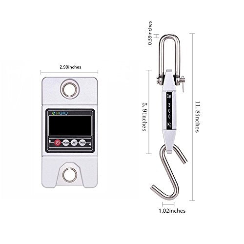 Klau Digital Hanging Scale, Silver, 300 Kilogram / 600 lb | High Precision Sensor, Industrial Crane Scale, For Farm Factory Hunting Outdoor - color: Silver