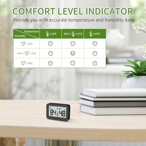DOOMAY Mini Hygrometer Indoor Thermometer Digital Humidity Monitor 2-Pack | Monitor temperature and humidity for reptile tanks, terrariums, greenhouses, plants and other indoor spaces - color: Black