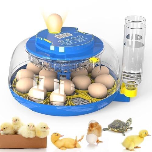 Nest III - 18 Egg Incubator for Hobbyists, Dual-Size Egg Trays, Multi-Level Adaptive Humidity & Temp Control, Custom Incubation Days, Auto Turning & Auto Stop, Integrated Digital Display, Candler - size: 18 Egg [Blue]