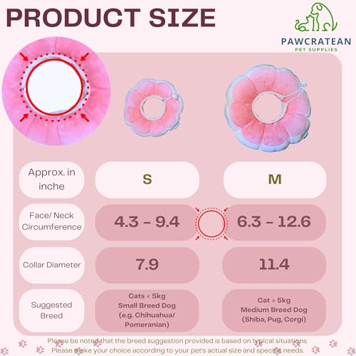 Adjustable Comfy Flower Style Elizabeth Collar for Cats Puppies Soft Recovery Cone Pet Protective Neck Collar (Pink, Small) - color: Pink, size: Small
