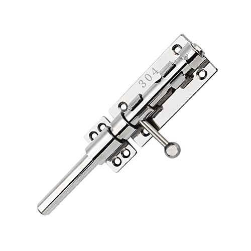 8in Slide Bolt Gate Latch 304 Stainless Steel Barrel Bolt Latch Heavy Duty Door Security Lock Thickened Door Latches Hardware with Mounting Screws for Barn Fence Shed Basement - color: 8in Silver