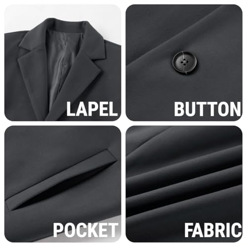 PASLTER Mens Trench Coat Slim Fit Mid Length Pea Coat Winter Overcoat | Notched Collar,Single Breasted,Warm Peacoat Jacket,Soft Mens Dress Coat,Fall Winter Mens Trench Coat Long - color: Dark Gray, size: Large