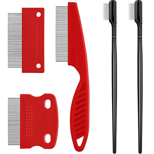 5 Pieces Dog Eye Combs Tear Stain Remover Combs Pet Grooming Comb for Small Dogs Gently Removing Eye Mucus and Crust (Red, Black) - color: Black