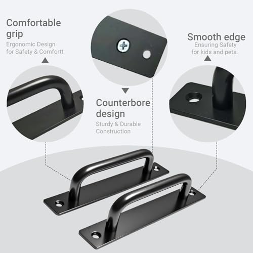 2PCS 7 Inches Barn Door Handle, Premium Black Gate Handle | Sturdy Black Sliding Door Pull Handles for Kitchen, Cabinet, Bathroom, Closet, and Easy Install - size: 7 Inches