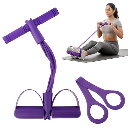 21 Fitness Resistance Bands-6 Tube Pedal Ankle Puller, Multifunction Tension Rope, Pedal Resistance Band with Handle Sit Up Exercise Equipment Home Gym Tummy Trainer for Men Women