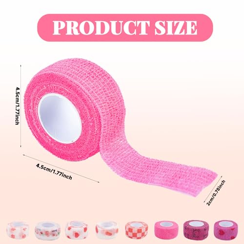 LUOHECAM 8 Pack Thimble Tape for Hand Sewing Nail Finger Protectors for Sewing Self Adhering Bandage Wrap No Residue Breathable Knitting Craft DIY Sewing Tools Dog Bandage Wrap(Pink) - color: Pink