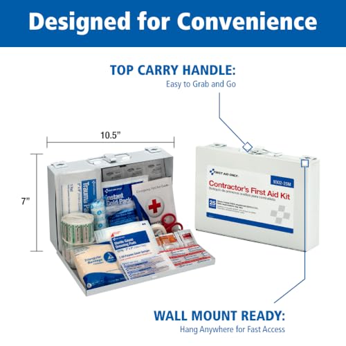 First Aid Only 9302-25M 25-Person Contractor's First Aid Kit for Home Renovation, Job Sites, and Construction Vehicles, 178 Pieces, White - style: Kit