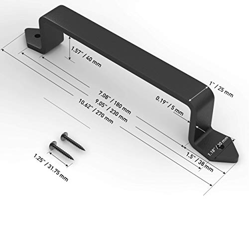 10 Inch Diamond Straight Barn Door Handle - Black Cast Iron Pull for Sliding Doors, Gates, Sheds, Fences, Closets - Indoor Outdoor Farmhouse Hardware - size: 10 Inch, style: Diamond Straight