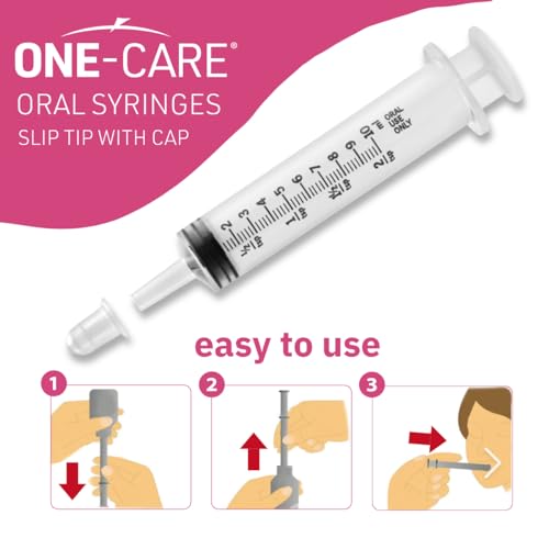 ONE-CARE 10ml Oral Syringe w/Cap, Slip Tip Liquid Dispensers, 100/Box | Precise Dosing, Infants-Oral Feed, Accurate Graduation, Individually Wrapped, Food-Grade Plastic, Adult & Pet - size: 10 ml Black Scale