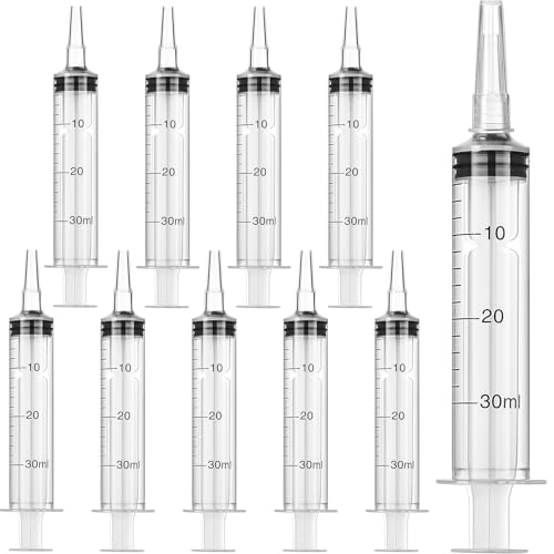 Boao 10 Pack Plastic Syringes Without Needle for Epoxy Resin,30 Ml | Measuring Syringe for Precise Measuring, Epoxy Applicator in Resin Crafts Labs Pet Feeding Oil Glue liquid Dispensing - size: 30 ML