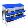 Chicken Nesting Box, 10 Compartment Roll Away Design for High-Volume Egg Collection and Easy Wall Mounting with Metal Legs - color: Blue, size: 10 holes with legs