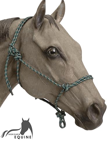Premium Rope Halter for Horses, Durable Hand-Tied Adjustable Nylon Horse Headcollar with Knots for Trail Riding, Lightweight & Strong Equestrian Western Tack
