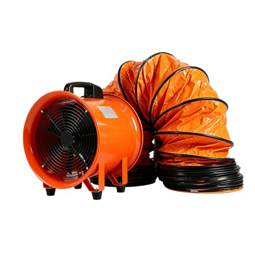 2026 NEW 12 Inch Utility Blower Fan with 16 Ft Flexible Duct Hose, 2882 CFM High Velocity Industrial Ventilation Exhaust Fan, Portable Axial Ventilator with Ball Bearing Motor for Workshop, Jobsite.