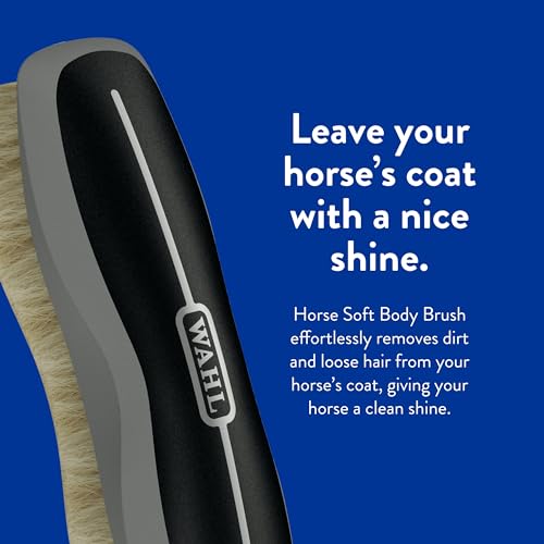 Wahl Professional Animal Equine Soft Body Horse Brush, Black | Effortlessly Removes Dirt and Loose Hair, Comfortable Rubber Grip, Patented Ergonomic Design