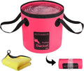 Collapsible Bucket 5 Gallon Container Folding Water Bucket Portable Wash Basin 20L - color: Pink