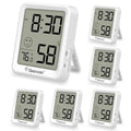 Geevon 6-Pack Mini Indoor Thermometer Hygrometer – Indoor Temperature & Humidity Monitor with Time Display and Comfort Indicator for Home House Office Garden and Cellar - size: 6 pack, style: 256360