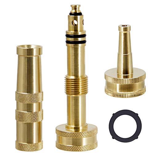 Twinkle Star Brass Heavy Duty Adjustable Twist Hose Nozzle Set | 3/4” GHT Brass Garden Hose Nozzle, Adjustable Water Flow - color: Nozzle Jet 1P