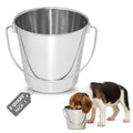 2 quart Heavy Duty Stainless Steel Round Bucket with Handle | 0.5 gal Sturdy Food & Water Bowl for Small Birds Dog Cat & Livestock | Fits kennel Crate Cage Farm | Hanging Utility Pet Pail - size: 2 Quarts