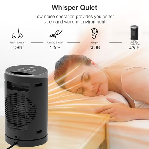 Space Heater, WINHL Portable Electric Heaters for Indoor Use,70°Oscillation | Thermostat, Remote Control, 12H Timer, 5 Modes, Small Quiet 1500W PTC Ceramic Fast Safety Heat for Office, Bedroom, Home