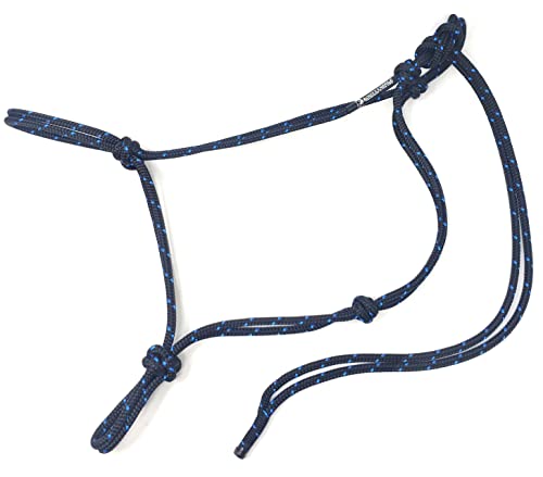 Soft 2 Knot Horse Halter - color: Black with Blue, size: Small