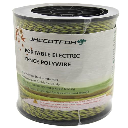 Polywire Electric Fence 500 Meters 1650 Feet 6 Stainless Steel Strands for Excellent Conductivity and Rust Resistance Black and Yellow - size: 1650 Feet