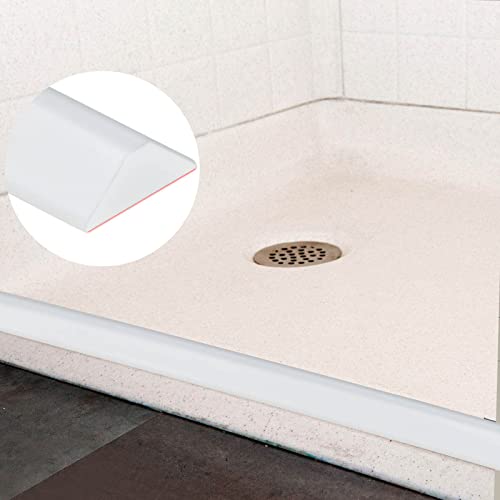 Raycity Shower Threshold Water Dam Stopper for Walk in, White, 98 Inch | Silicone Shower Water Guard, Water Blocker, Shower Door Bottom Seal, Prevent Leaks for Bathroom, Kitchen - color: 0.54" High/White, style: 98Inches