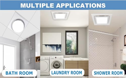 Nalle Ventilation Fans Bathroom Exhaust Fan with Light 9.6 inch Panel 6000K 12W Square LED 112 CFM 1.0 Sones 4 Inch Duct 110V Quiet Ceiling Mount Exhaust Fan for Shower,Bathroom,Office,Home (FFL-200)